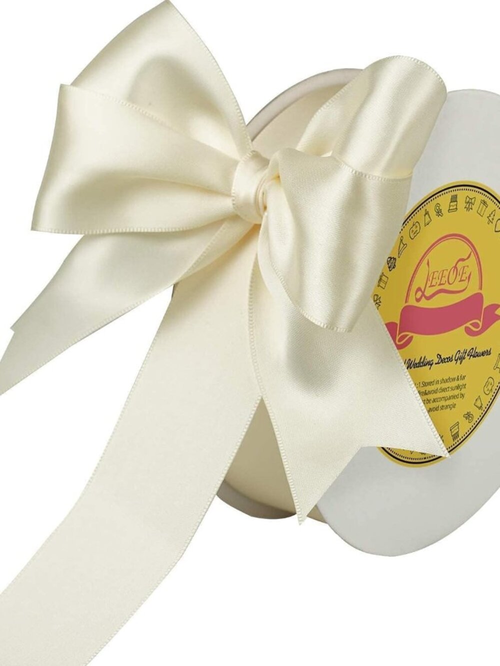 Double Face Continuous Ivory Satin Ribbon 1-1/2 Inch x 50 Yards Polyester Ivory